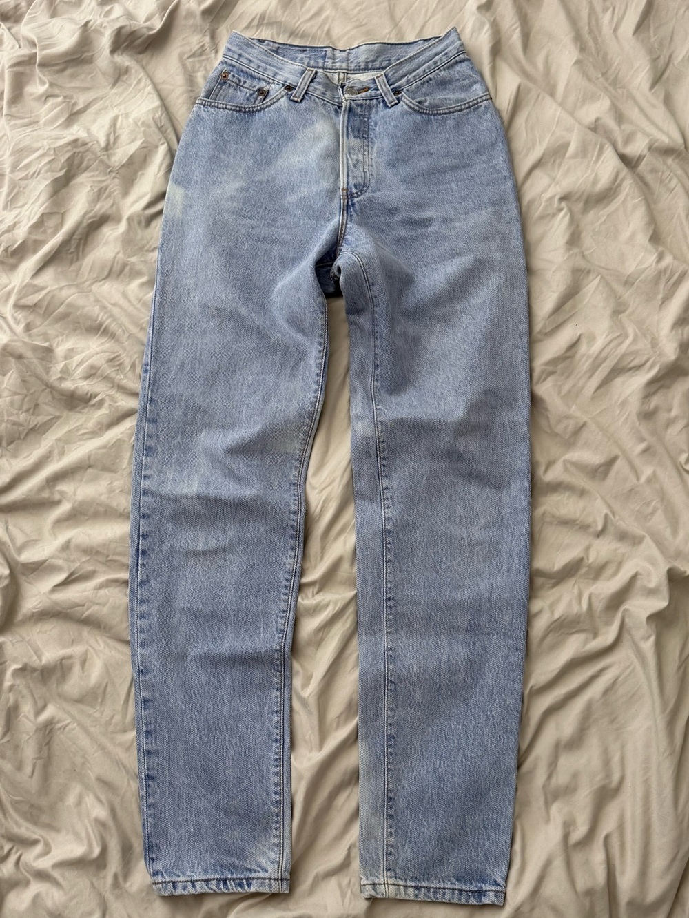 True Vintage Levi’s 501 Jeans Sun Faded Bleach Wash 90s Sz 5 25x31 Straight Leg